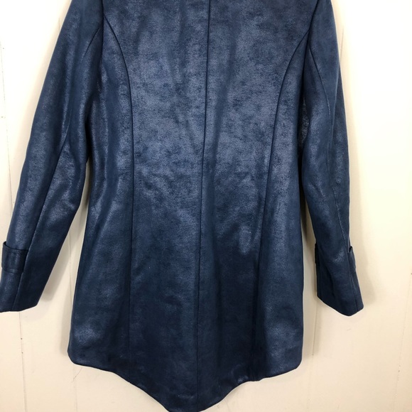 Vintage Blue Leather Mid Length Jacket Sz S - Picture 7 of 12